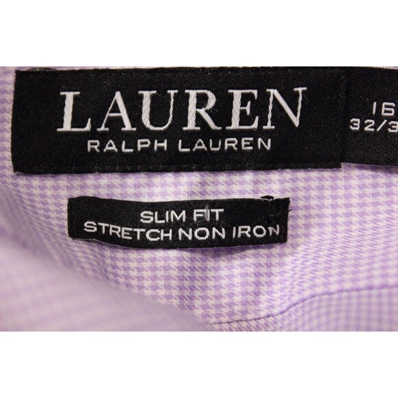 Lauren Ralph Lauren Shirt Black Label Men’s Purple Slim Fit Non Iron 16 32/33 - Picture 10 of 11